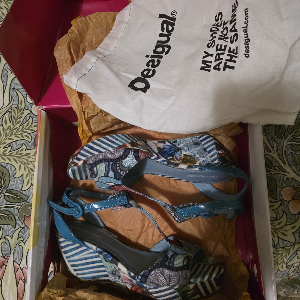 Desigual Multicolor Striped Wedge Sandals
